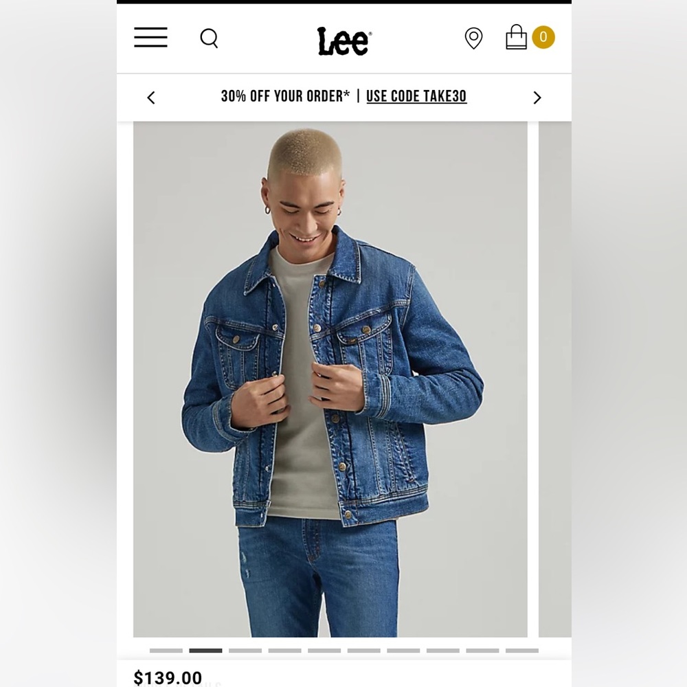 New Unworn! LEE Mens REVERSIBLE SHERPA LINED RIDER™ JACKET in color MID DARK sL